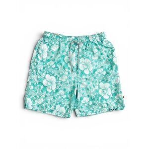 True Grit Waterman Tahiti Floral Swim Trunks Board Shorts Men M Aqua 7”